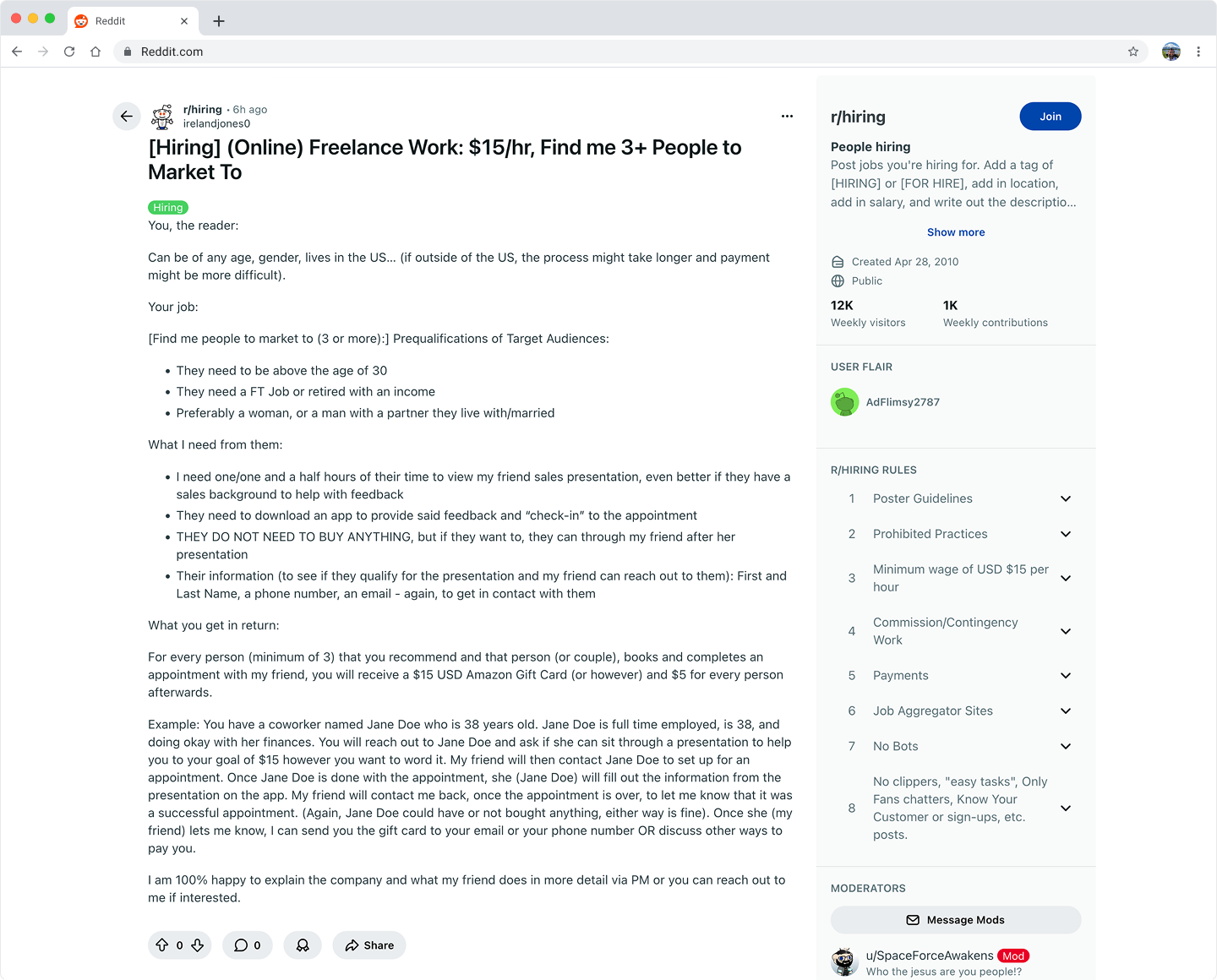 Example job match card showing AI match score, summary, and skill tags